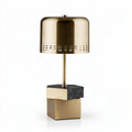 Tafellamp met metalen kap en marmeren voet 25 x 25 x 40cm bronskleurig