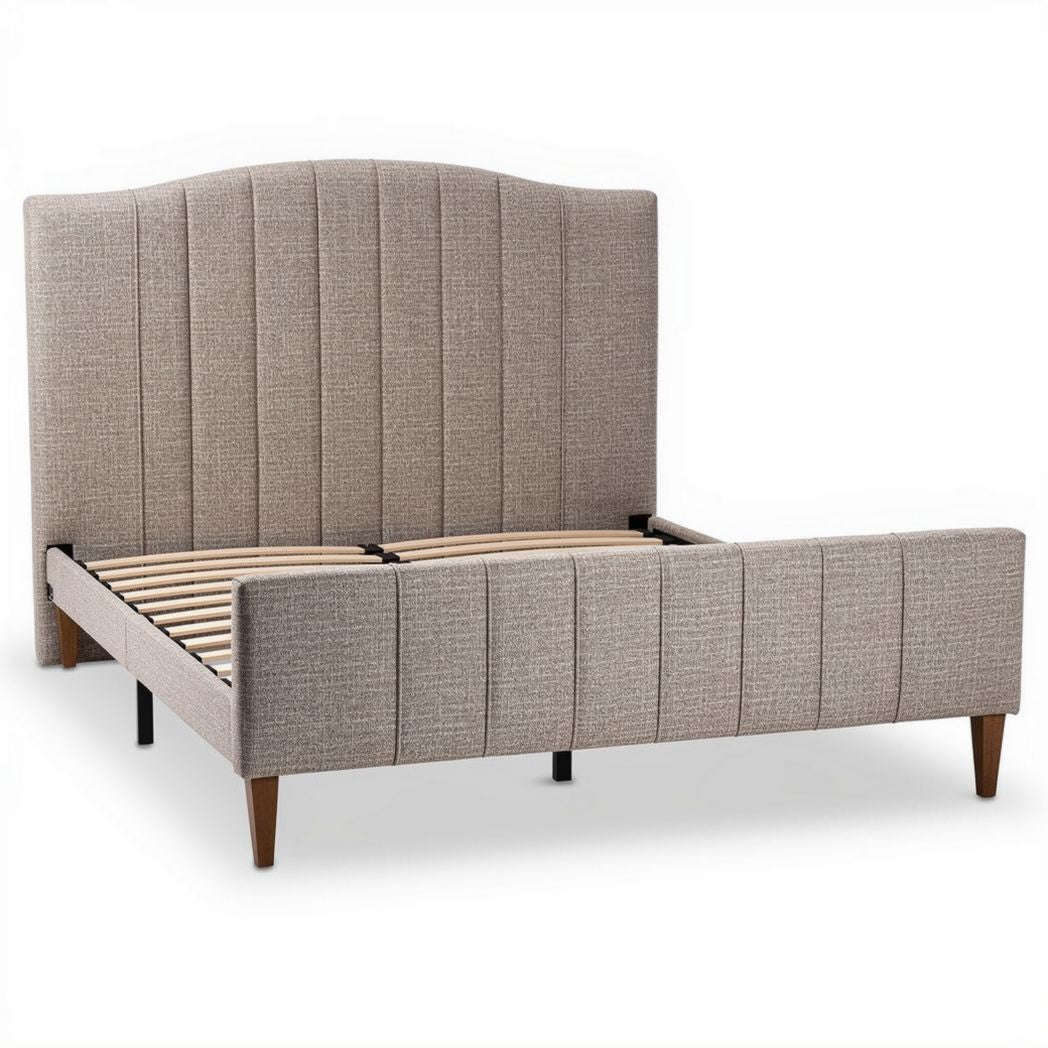 Stoffen bed met hoofdbord en houten lattenbodem 200 x 160 x 100cm