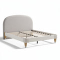 Bedframe met gestofferde hoofdbord van stof 200 x 160 x 100cm beige hout