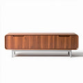 Lange houten tv-kast van walnoot met drie opberglades 150 x 40 x 50cm