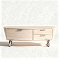 Houten salontafel met twee lades en metalen poten 120 x 40 x 40cm