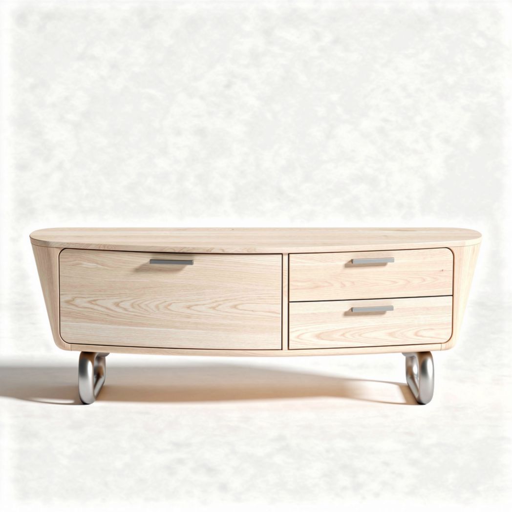 Houten salontafel met twee lades en metalen poten 120 x 40 x 40cm