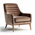 Gestoffeerde fauteuil in bruin met houten poten 70 x 80 x 90cm