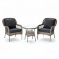 Tuinset met twee fauteuils en tafel van kunststof vlechtwerk grijs 90 x 90 x 75cm